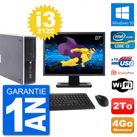 PC HP Compaq Pro 6300 SFF Ecran 27" i3-2120 RAM 4Go Disque 2To Windows 10 Wifi