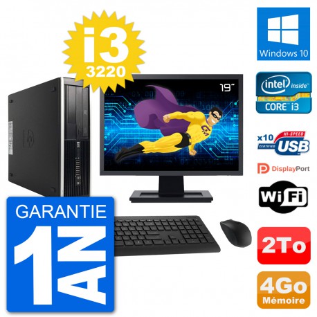 PC HP Compaq Pro 6300 SFF Ecran 19" i3-3220 RAM 4Go Disque 2To Windows 10 Wifi