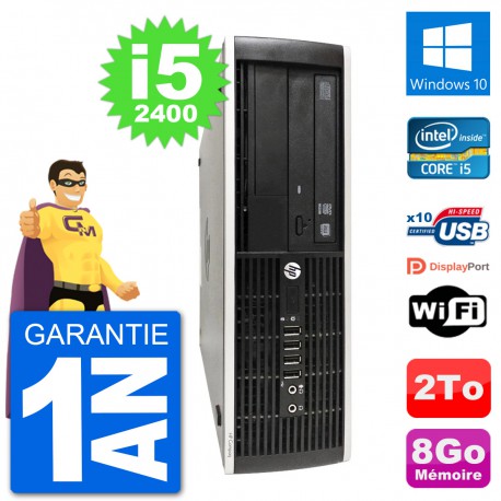 PC HP Compaq Pro 6300 SFF Intel i5-2400 RAM 8Go Disque Dur 2To Windows 10 Wifi