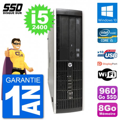 PC HP Compaq Pro 6300 SFF Intel i5-2400 RAM 8Go SSD 960Go Windows 10 Wifi