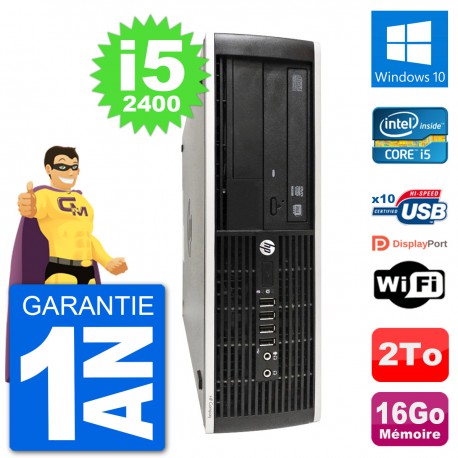 PC HP Compaq Pro 6300 SFF Intel i5-2400 RAM 16Go Disque Dur 2To Windows 10 Wifi