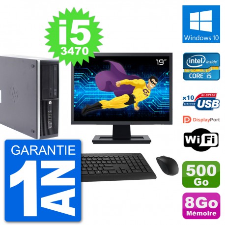 PC HP Compaq Pro 6300 SFF Ecran 19" i5-3470 RAM 8Go Disque 500Go Windows 10 Wifi