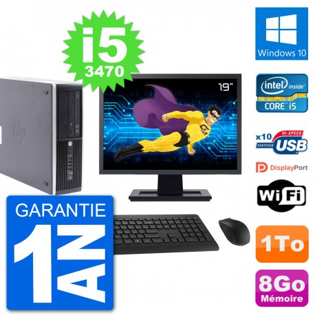 PC HP Compaq Pro 6300 SFF Ecran 19" i5-3470 RAM 8Go Disque 1To Windows 10 Wifi