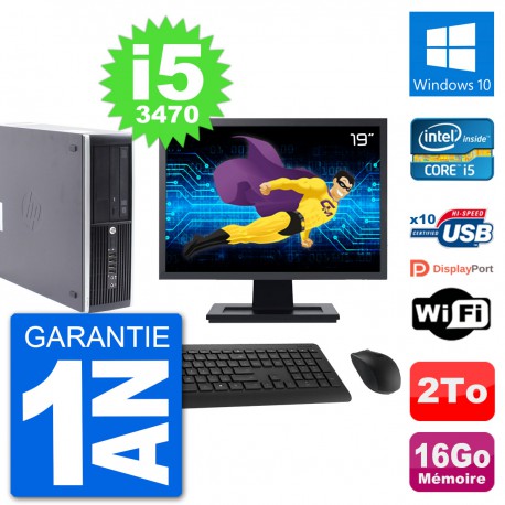 PC HP Compaq Pro 6300 SFF Ecran 19" i5-3470 RAM 16Go Disque 2To Windows 10 Wifi