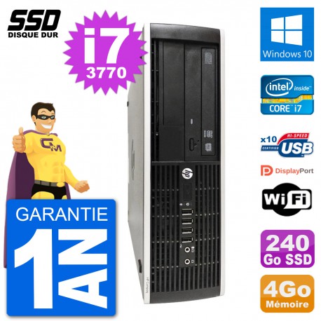 PC HP Compaq Pro 6300 SFF Intel i7-3770 RAM 4Go SSD 240Go Windows 10 Wifi
