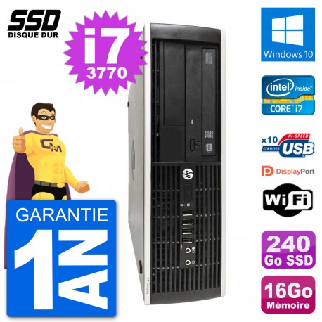 PC HP Compaq Pro 6300 SFF Intel i7-3770 RAM 16Go SSD 240Go Windows 10 Wifi