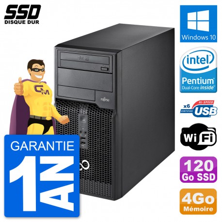 PC Tour Fujitsu Esprimo P400 Intel G630 RAM 4Go SSD 120Go Windows 10 Wifi