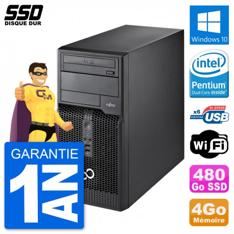 PC Tour Fujitsu Esprimo P400 Intel G630 RAM 4Go SSD 480Go Windows 10 Wifi