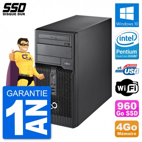 PC Tour Fujitsu Esprimo P400 Intel G630 RAM 4Go SSD 960Go Windows 10 Wifi