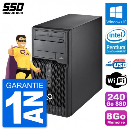 PC Tour Fujitsu Esprimo P400 Intel G630 RAM 8Go SSD 240Go Windows 10 Wifi