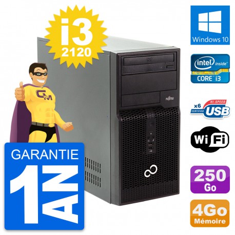 PC Tour Fujitsu Esprimo P400 Intel i3-2120 RAM 4Go Disque 250Go Windows 10 Wifi