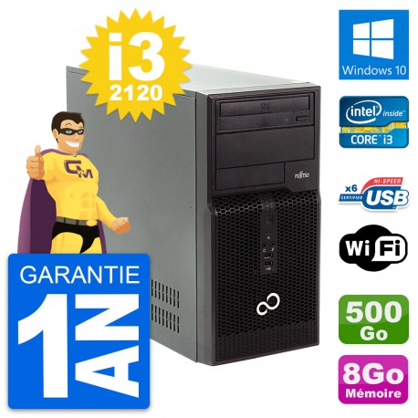 PC Tour Fujitsu Esprimo P400 Intel i3-2120 RAM 8Go Disque 500Go Windows 10 Wifi