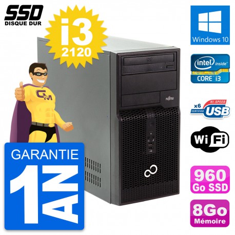 PC Tour Fujitsu Esprimo P400 Intel i3-2120 RAM 8Go SSD 960Go Windows 10 Wifi