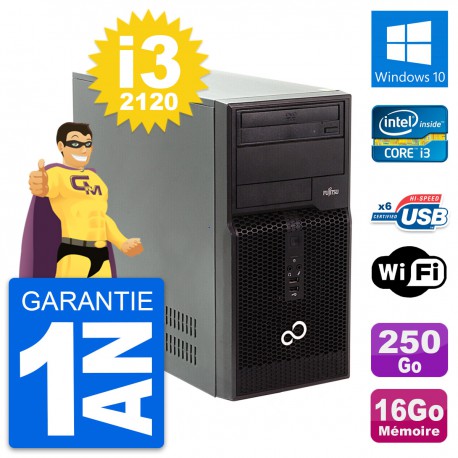 PC Tour Fujitsu Esprimo P400 Intel i3-2120 RAM 16Go Disque 250Go Windows 10 Wifi