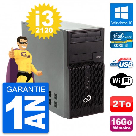 PC Tour Fujitsu Esprimo P400 Intel i3-2120 RAM 16Go Disque 2To Windows 10 Wifi