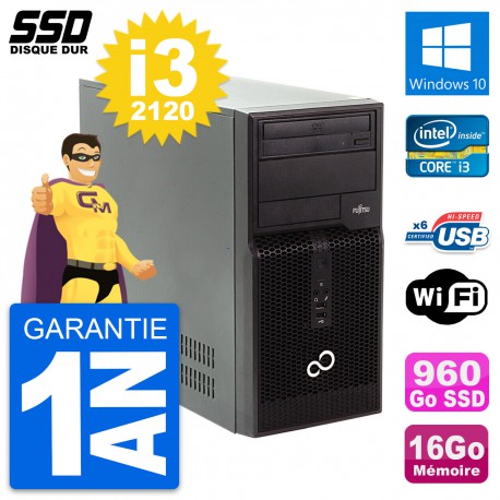 PC Tour Fujitsu Esprimo P400 Intel i3-2120 RAM 16Go SSD 960Go Windows 10 Wifi