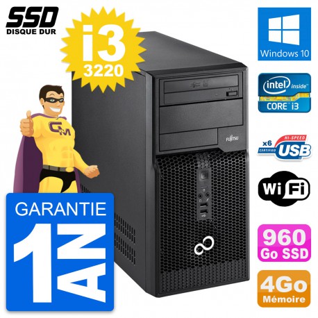 PC Tour Fujitsu Esprimo P400 Intel i3-3220 RAM 4Go SSD 960Go Windows 10 Wifi