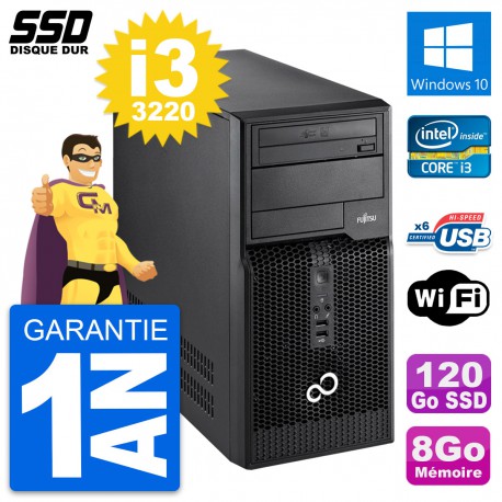 PC Tour Fujitsu Esprimo P400 Intel i3-3220 RAM 8Go SSD 120Go Windows 10 Wifi
