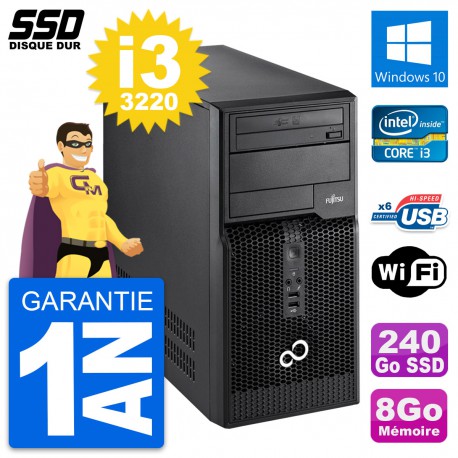 PC Tour Fujitsu Esprimo P400 Intel i3-3220 RAM 8Go SSD 240Go Windows 10 Wifi