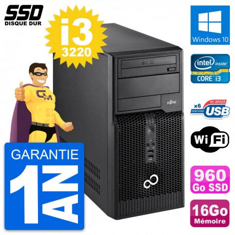 PC Tour Fujitsu Esprimo P400 Intel i3-3220 RAM 16Go SSD 960Go Windows 10 Wifi