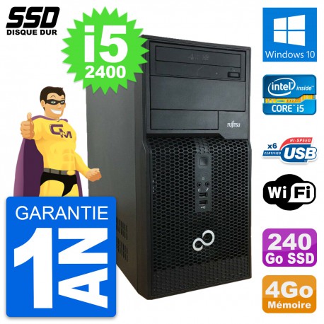 PC Tour Fujitsu Esprimo P400 Intel i5-2400 RAM 4Go SSD 240Go Windows 10 Wifi