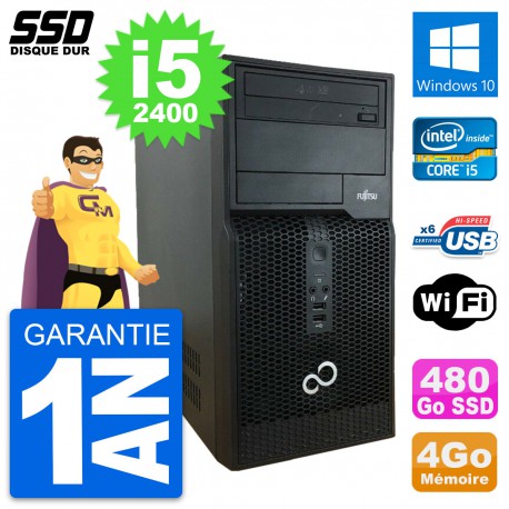 PC Tour Fujitsu Esprimo P400 Intel i5-2400 RAM 4Go SSD 480Go Windows 10 Wifi