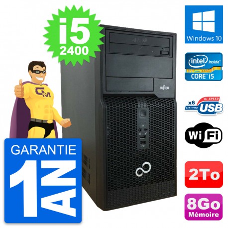 PC Tour Fujitsu Esprimo P400 Intel i5-2400 RAM 8Go Disque 2To Windows 10 Wifi