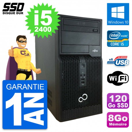 PC Tour Fujitsu Esprimo P400 Intel i5-2400 RAM 8Go SSD 120Go Windows 10 Wifi