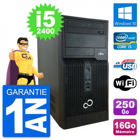 PC Tour Fujitsu Esprimo P400 Intel i5-2400 RAM 16Go Disque 250Go Windows 10 Wifi
