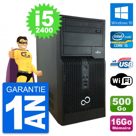 PC Tour Fujitsu Esprimo P400 Intel i5-2400 RAM 16Go Disque 500Go Windows 10 Wifi