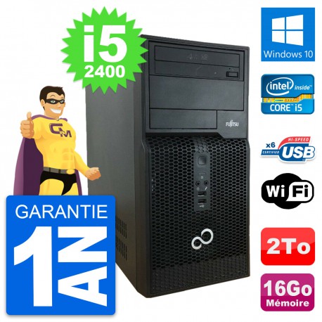 PC Tour Fujitsu Esprimo P400 Intel i5-2400 RAM 16Go Disque 2To Windows 10 Wifi