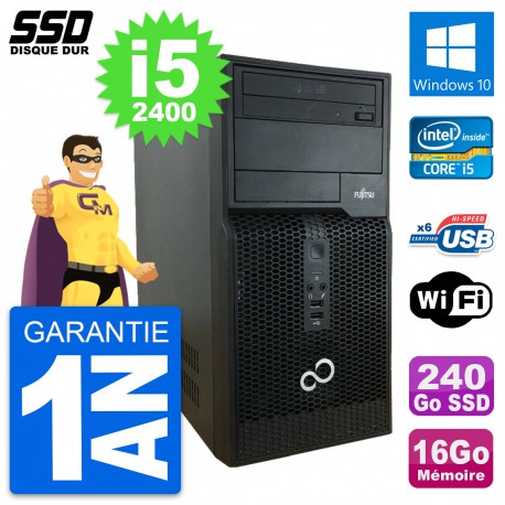 PC Tour Fujitsu Esprimo P400 Intel i5-2400 RAM 16Go SSD 240Go Windows 10 Wifi