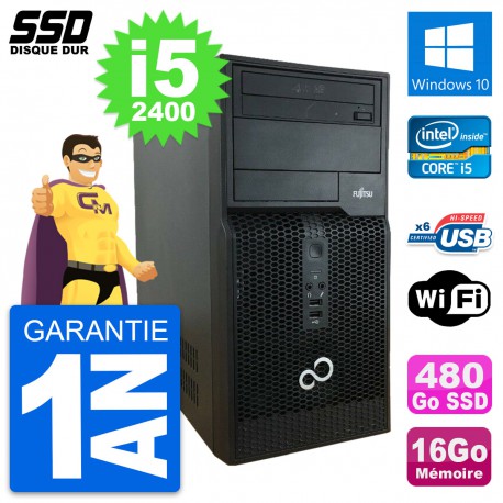 PC Tour Fujitsu Esprimo P400 Intel i5-2400 RAM 16Go SSD 480Go Windows 10 Wifi