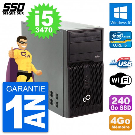 PC Tour Fujitsu Esprimo P400 Intel i5-3470 RAM 4Go SSD 240Go Windows 10 Wifi