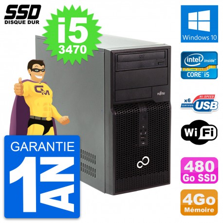 PC Tour Fujitsu Esprimo P400 Intel i5-3470 RAM 4Go SSD 480Go Windows 10 Wifi