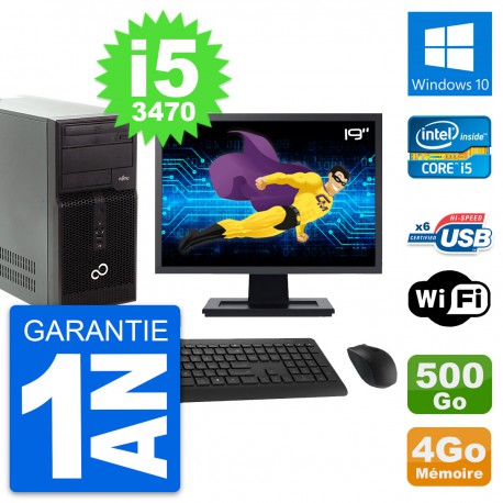 PC Tour Fujitsu P400 Ecran 19" i5-3470 RAM 4Go Disque 500Go Windows 10 Wifi