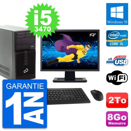 PC Tour Fujitsu P400 Ecran 19" Intel i5-3470 RAM 8Go Disque 2To Windows 10 Wifi