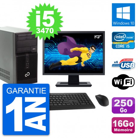 PC Tour Fujitsu P400 Ecran 19" i5-3470 RAM 16Go Disque 250Go Windows 10 Wifi