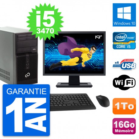 PC Tour Fujitsu P400 Ecran 19" Intel i5-3470 RAM 16Go Disque 1To Windows 10 Wifi