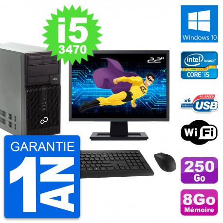 PC Tour Fujitsu P400 Ecran 22" i5-3470 RAM 8Go Disque Dur 250Go Windows 10 Wifi