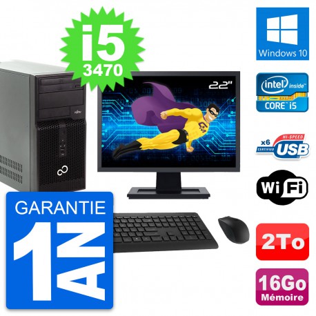 PC Tour Fujitsu P400 Ecran 22" Intel i5-3470 RAM 16Go Disque 2To Windows 10 Wifi