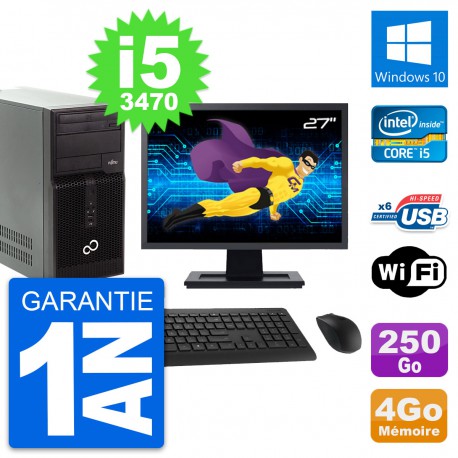 PC Tour Fujitsu P400 Ecran 27" i5-3470 RAM 4Go Disque Dur 250Go Windows 10 Wifi