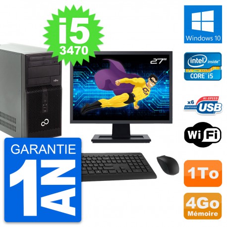 PC Tour Fujitsu P400 Ecran 27" i5-3470 RAM 4Go Disque Dur 1To Windows 10 Wifi