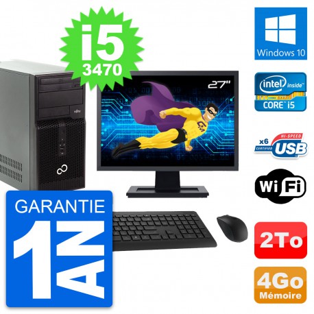 PC Tour Fujitsu P400 Ecran 27" i5-3470 RAM 4Go Disque Dur 2To Windows 10 Wifi