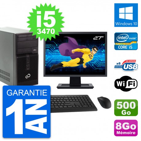 PC Tour Fujitsu P400 Ecran 27" i5-3470 RAM 8Go Disque Dur 500Go Windows 10 Wifi