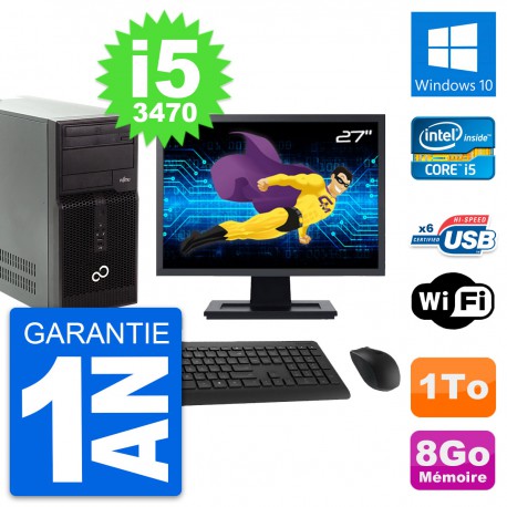 PC Tour Fujitsu P400 Ecran 27" Intel i5-3470 RAM 8Go Disque 1To Windows 10 Wifi
