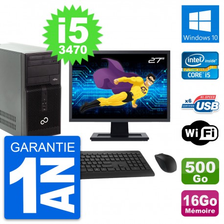 PC Tour Fujitsu P400 Ecran 27" i5-3470 RAM 16Go Disque Dur 500Go Windows 10 Wifi
