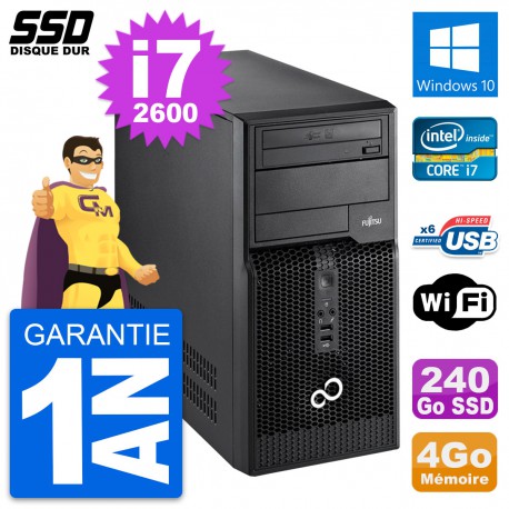 PC Tour Fujitsu Esprimo P400 Intel i7-2600 RAM 4Go SSD 240Go Windows 10 Wifi