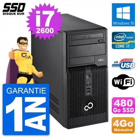 PC Tour Fujitsu Esprimo P400 Intel i7-2600 RAM 4Go SSD 480Go Windows 10 Wifi
