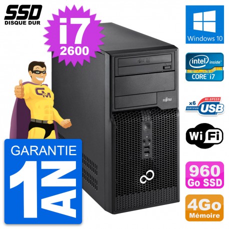 PC Tour Fujitsu Esprimo P400 Intel i7-2600 RAM 4Go SSD 960Go Windows 10 Wifi